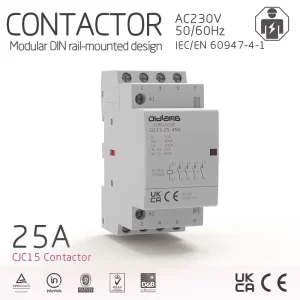 25A 3-Phase AC/DC Modular Rail-mounted Installation Contactors Din Rail Industrial Automation Commercial Applications IEC 60947