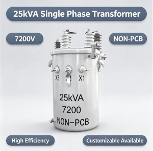 25kVA Overhead Single Phase Oil Immersed Pole Transformer 13.2kV 60Hz CE ISO9001 for Rural Distribution Grid Supply