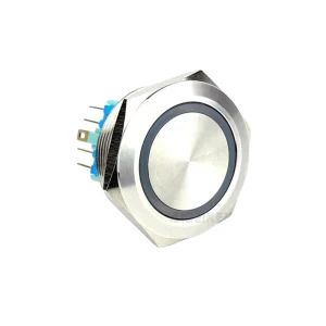 28mm Waterproof Self Reset Push Button IP67 Flat Head Anti Vandal Metal Switch With LED Light for Industrial Controller