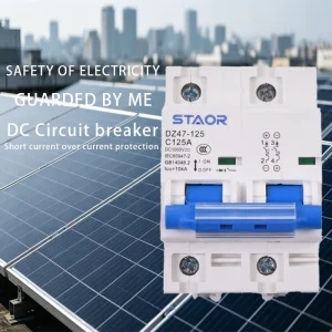 2P 125A 1000V DC Miniature Circuit Breaker MCB for Solar PV System DIN Rail Mount Overload Short Circuit Protection