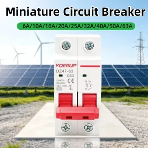 2P 2Pole MCB DZ47 C Type 230/400V~ 50HZ/60HZ Mini AC DC MCB 6A 10A 16A 20A 25A 32A 40A 50A 63A Mini Miniature Circuit Breakers