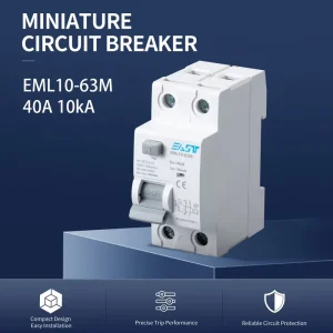 2P 40A 10kA 30mA 230V AC RCBO Residual Current Circuit Breaker with Overcurrent Protection EML10-63M
