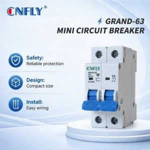2P 63A 415V AC 6kA Breaking Capacity MCB Rail Mounting 50Hz Copper Material CF-63 Miniature Circuit Breaker LI Protection