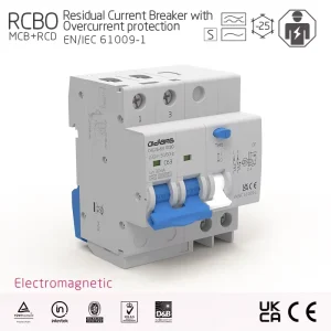 2P 63A RCBO MCB+RCD Residual Current Circuit Breaker Overcurrent Protection Electromagnetic Type AC Industrial Household Use