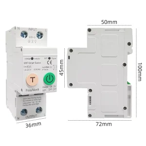 2P 63A Wifi Circuit Breaker Smart Timer Switch Relay Remote Control by Tuya App with Smart Home Voice Alexa Google Home