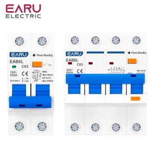 2P AC230V MCB Leakage Protector RCBO Overload Short Circuit Protection 2P 30mA Residual Current Circuit Breaker RCCB RCD EAB6L