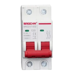 2P Miniature Circuit Breaker 500V Rated Voltage 25A Photovoltaic MCB Air Mini Circuit Breaker for Protective Copper Material