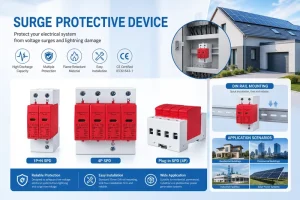 2P4P 40KA Voltage Surge Protector AC 385V Solar Lightning Arrester Device for Rv Home Lightning Protection System DIN Rail Mount