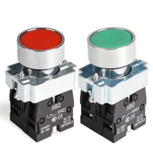 2PCS 22MM Momentary Push Button Switch Red Green 1NO 1NC Metal Head