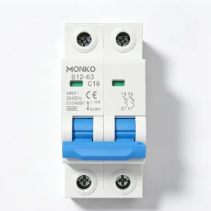 2Pole Din Rail Industrial Electrical Distribution Systems C Type AC MCB 400V 4.5kA Miniature Circuit Breaker Switch