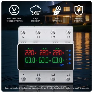 3 Input Automatic Transfer Switch 63A AC220V Single Phase ATS Over Under Voltage Surge Protection Auto Changeover Device