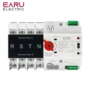 3 Phase Rail ATS Dual Power Automatic Transfer Switch Electrical Selector Switches Uninterrupted Power 4P 125A AC 220V EAATS-A