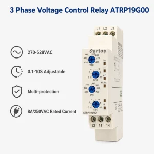 3 Phase Voltage Control Relay 1 CO Contact 8A Adjustable Delay for Industrial Power System Protection