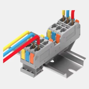 3 Pole Rail Mount Terminal Blocks with Lever for All Conductors
