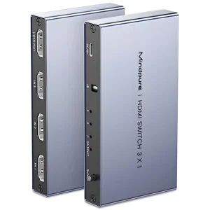 3 Port HDMI Switcher 4K 60Hz HDMI 2.0 Switch 3 in 1 Out with IR Remote Control HDCP 2.2 for PS5 Xbox PC Monitor TV
