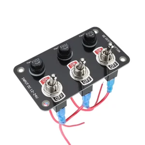 3 Position DC Distribution Toggle Switch Panel 12-24V Independent Fuse Protective Switch Control Box for Auto Camper Truck Ship