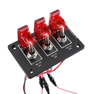 3 Position Multi Toggle Switch Control Panel 12/24V Red Illuminated Rocker Switches 20A Max for RV Boat Yacht Off-Road Truck