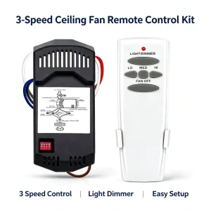3-Speed Ceiling Fan Remote Control Kit Wireless Fan Switch with Light Dimmer Function Universal Ceiling Fan Remote Controller