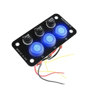 3 Way DC12-24V Switch Panel 105*56mm Waterproof Marine Rocker Switch with 10A Fuse Blue Light CE ROHS for Car Yacht RV