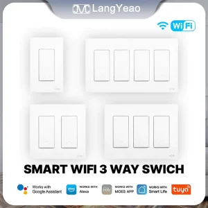 3 Way Smart Switch US Standard Tuya WiFi Work with Alexa Google Home Neutral Wire Required Multi-Control Timer Schedule