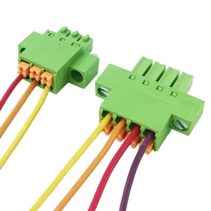 3.50mm Green PA66 Low-Profile Flanged Push-in Spring Clamp Female Plug Terminal Block for PCB