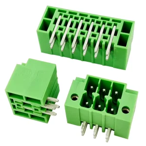 3.50mm Pitch PCB Compact Flange Right Angle Header Double-Row Terminal Block Green Color
