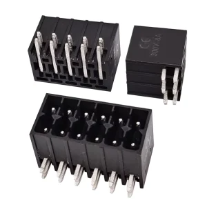 3.50mm Pitch PCB Compact Right Angle Header Double-Row Terminal Block Black Color