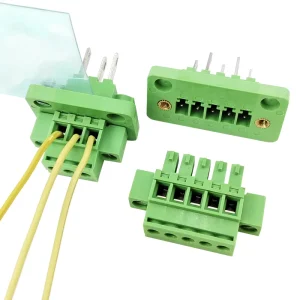 3.50mm Pitch Through Wall Flanged Male & Female Complete Terminal Block with Solderless Plug-in Vertical Connection
