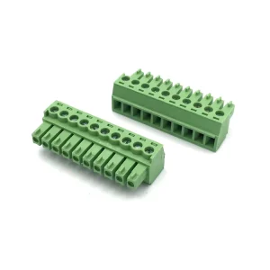 3.81 Plug In PCB Green Terminal Block with 10P Straight Pin Socket Backshell Electronic Connector Accessories