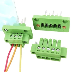 3.81mm Pitch Complete Male & Female Through Wall Screw Terminal Block Set with Flange Tool Free Connection