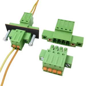3.81mm Pitch Complete Male & Female Through Wall Spring Cage Terminal Block Set Dual Through Hole with Flange Tool Free Press