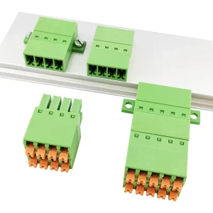 3.81mm Pitch Low-Profile Complete Male & Female Solderless Free-Hanging Dual-Row Spring Cage Terminal Block Set with Flange