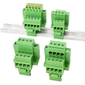 3.81mm Pitch Male Female Complete Terminal Block Set DIN Rail Mount 15mm Plug in Type with Multiple Plug Options Solderless Type