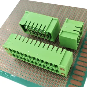 3.81mm Pitch Plug in PCB Terminal Block Flanged Right Pin Header with Low Profile Double Row Design