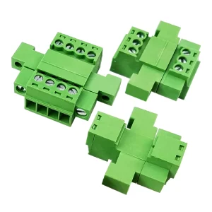 3.81mm Pitch Through Wall Double Flange Screw Type Terminal Block Plug with Pin Header for In Line Connection