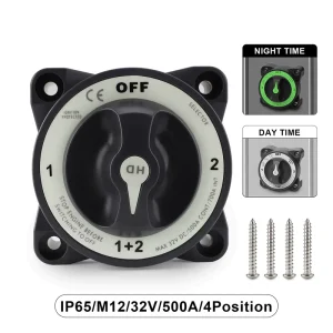 3000 Heavy Duty Single Circuit 32V 325A HD Series Grey 2 Positions Battery Disconnect Switch for Marine Car Boat