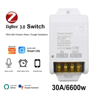 30A Zigbee 3.0 WIFI Smart Switch Relay Module AC 85 250V 220V 6600W Smart Life Remote Control Alexa Google Home Automation