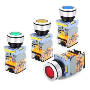 30mm Push Button Momentary Switches with Light 12V Industrial Latching Power On and Off Switch Buttons for CNC Machine Tools