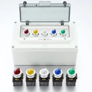 30mm Selector Switch Push Button with LED Light Self-locking Reset Knob Switch with Two/three Position Conversion