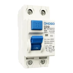 32A CHOSO RCBO RCCB COID 63 32A 2P Household Residual Current Breaker Distribution Box PA66 Material 240V 4.5ka Breaking LSIG