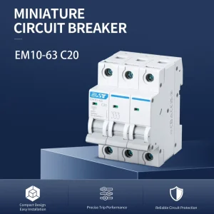 3P C20 20A 10kA AC230 400V Miniature Circuit Breaker for Heavy Load Power Distribution