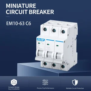 3P C6 6A 10kA AC230 400V Miniature Circuit Breaker for Heavy Load Power Distribution