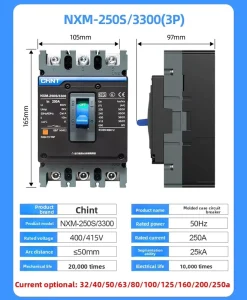 3P Heavy Current MCCB Circuit Breaker 100A 160A 250A 400A 630A 800A 1000A 1250A 1600A Three Phase Main Isolation Switch