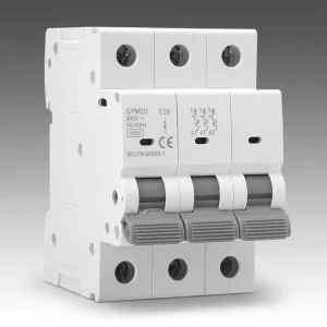 3P Miniature Circuit Breaker 6kA Rail Mounting Electrical Symbol 1-80A MCB