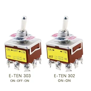 3PDT On/Off/On 3 Position 9 Screw Terminals Toggle Switch AC 250V 15A E-TEN 303 E-TEN 302