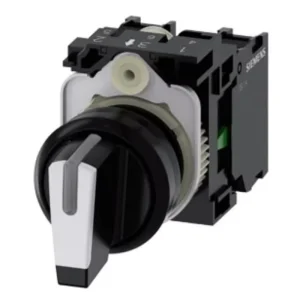 3SU1100 2BL60 1NA0 Illuminated 22mm Plastic White Selector Switch 3 Switch Positions 10:30h/12h/13:30h Holder 1 NO Screw