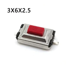 3x6x2.5mm SMD Tact Switch Red Button 2Pin Micro Switch for Remote Control & Induction Cooker