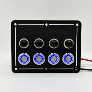 4/6/8 Position Blue LED Round Push Button Switch Panel Aluminium Panel With Overload Protector for RV Marine Camper Truck
