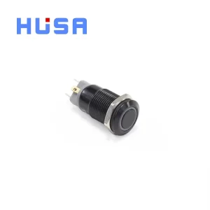 4-Pin Self-Locking 12mm Push Button Metal Switch IP65 Mechanical Structure 1NO Aluminum Oxide Plates 24V 1A