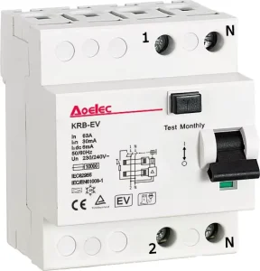 4-Pole 10kA RCCB Residual Current Circuit Breaker Disjuntor for EV Chargers CB CE SEMKO Certificates DIN Rail Mounting